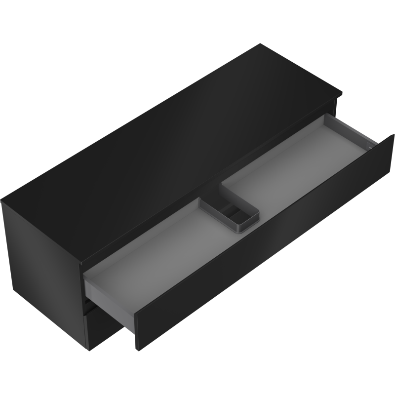 Mexen Orio badrumsskåp under tvättställ 140 cm med bänkskiva, 2 lådor, svart matt - 91A10-14047-2-BFFC71