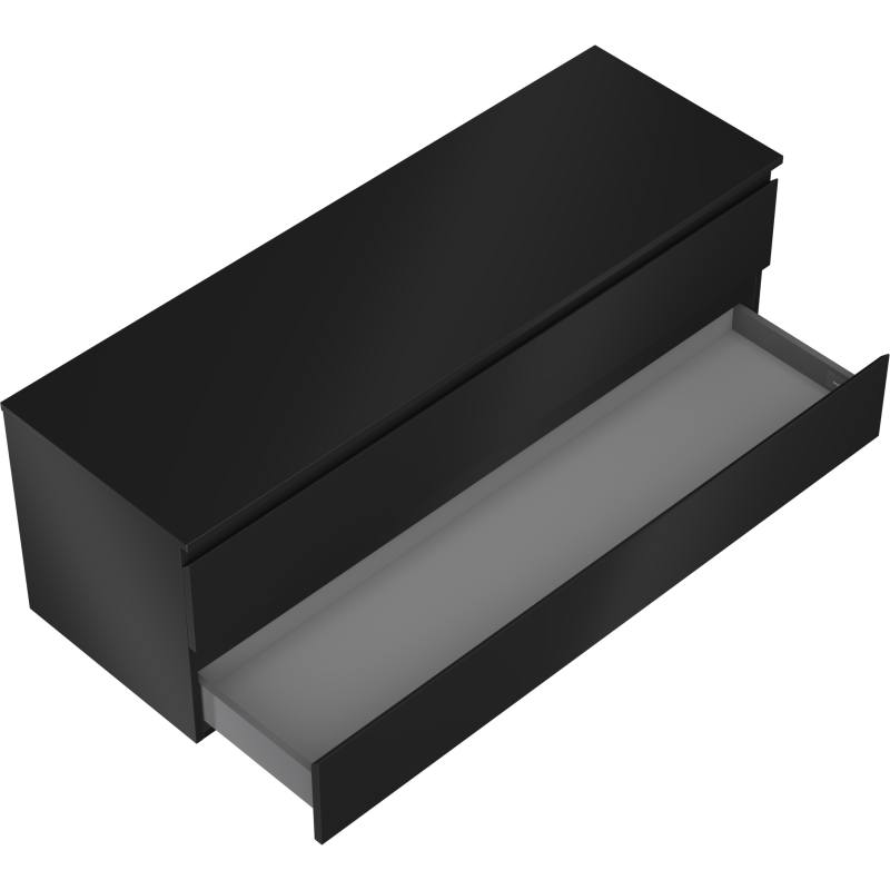 Mexen Orio badrumsskåp under tvättställ 140 cm med bänkskiva, 2 lådor, svart matt - 91A10-14047-2-BFFC71