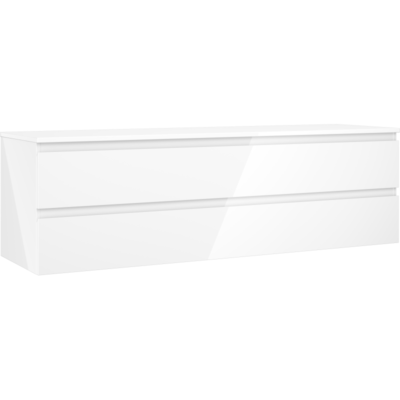Mexen Orio 160 cm alakaappi pesualtaan alle tasolla, 2 laatikkoa, kiiltävä valkoinen - 91A10-16047-2-BFFC00
