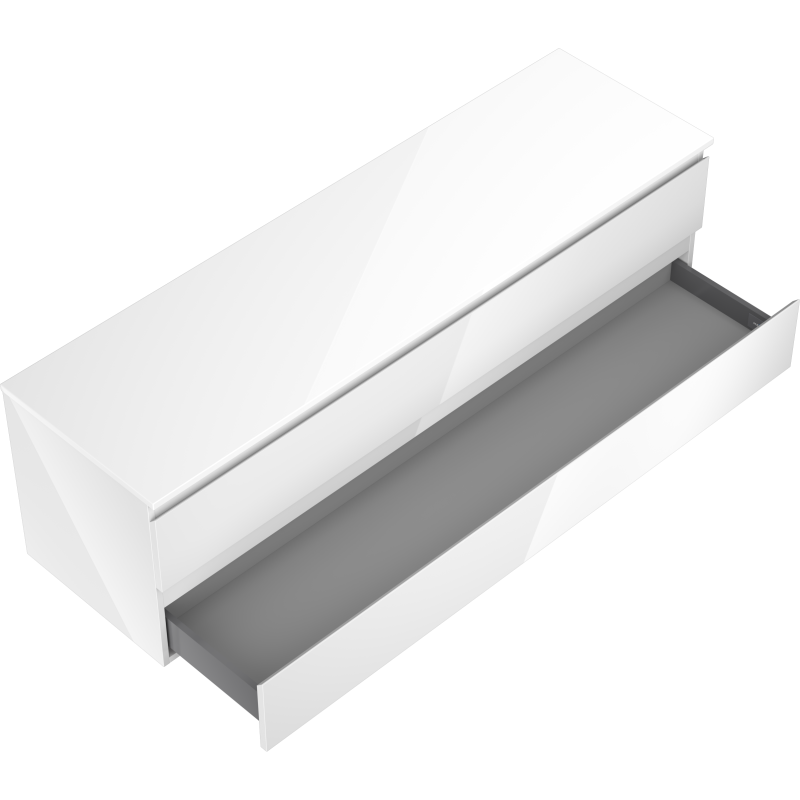 Mexen Orio Badezimmerunterschrank 160 cm mit Platte, 2 Schubladen, Weiß glänzend - 91A10-16047-2-BFFC00