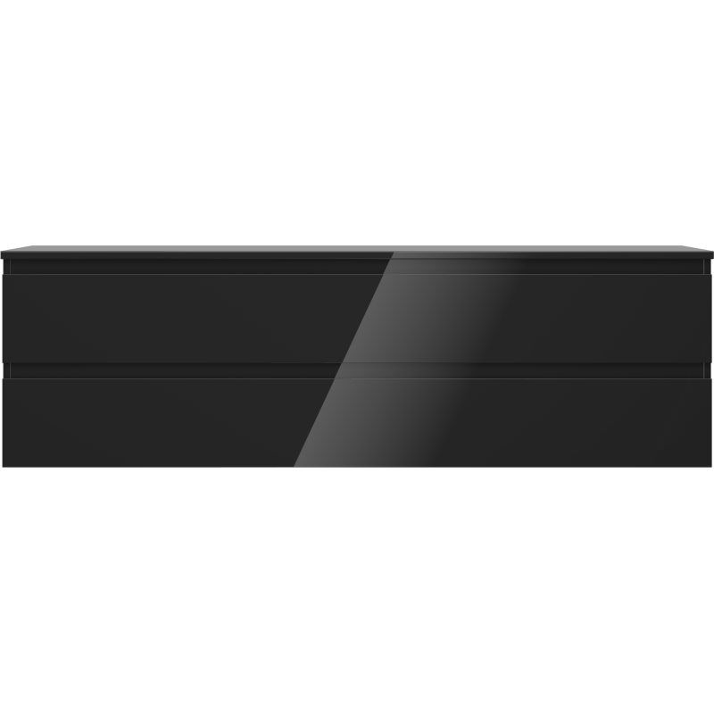 Mexen Orio bathroom cabinet for sink 160 cm with countertop, 2 drawers, black gloss - 91A10-16047-2-BFFC70