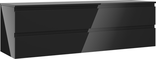 Mexen Orio Badezimmerschrank 160 cm mit Waschtischplatte, 2 Schubladen, schwarz glänzend - 91A10-16047-2-BFFC70