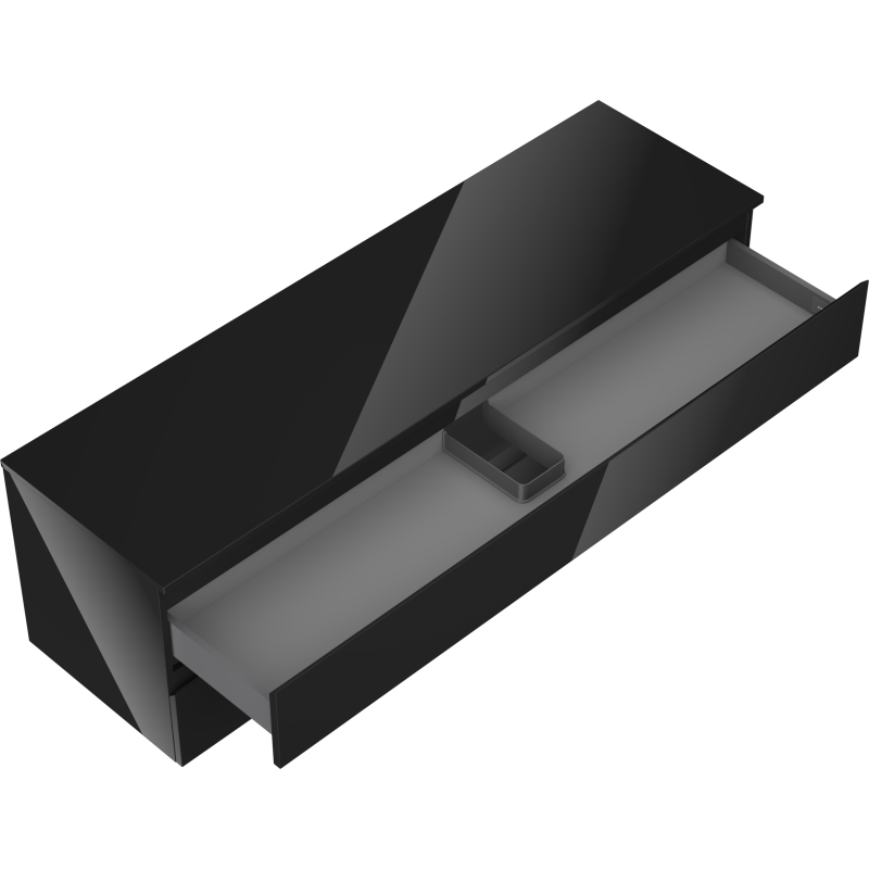 Mexen Orio armario de baño bajo lavabo 160 cm con encimera, 2 cajones, negro brillante - 91A10-16047-2-BFFC70
