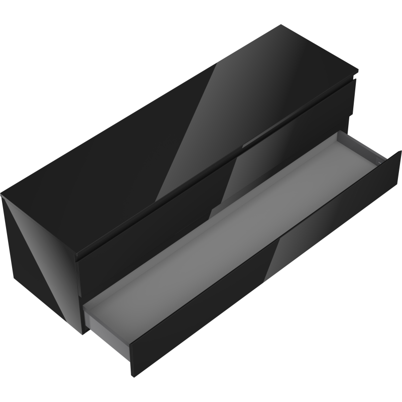 Mexen Orio armario de baño bajo lavabo 160 cm con encimera, 2 cajones, negro brillante - 91A10-16047-2-BFFC70