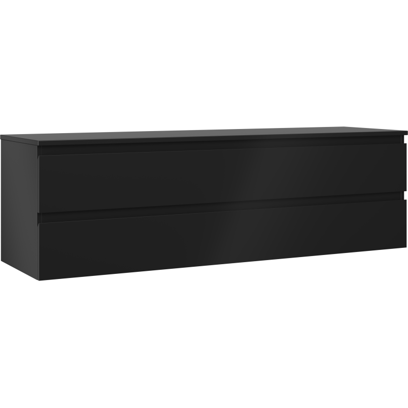 Mexen Orio 160 cm pesualtaan kuuluva kylpyhuonekaappi, jossa on taso, 2 laatikkoa, musta matta - 91A10-16047-2-BFFC71