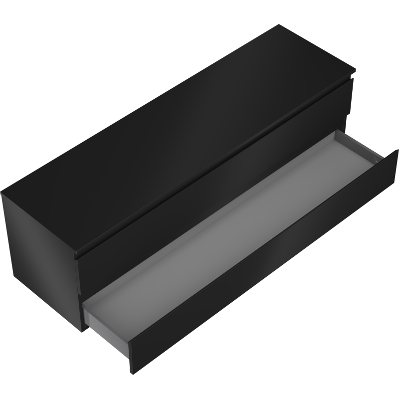 Mexen Orio armário de casa de banho de 160 cm com bancada, 2 gavetas, preto mate - 91A10-16047-2-BFFC71