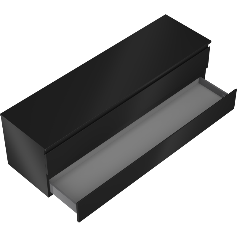 Mexen Orio mueble de baño bajo lavabo 160 cm con encimera, 2 cajones, negro mate - 91A10-16047-2-BFFC71