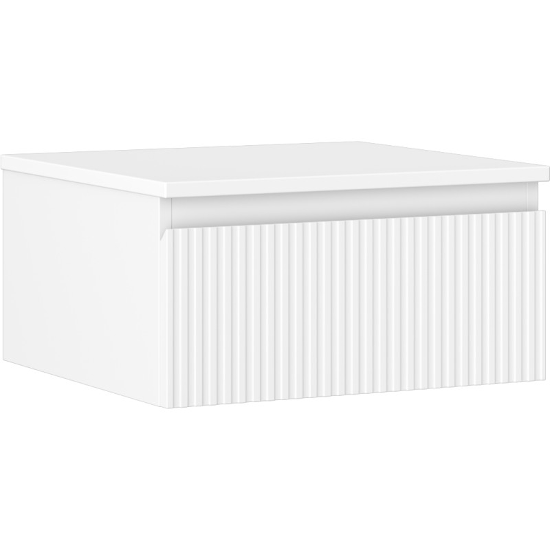 Mexen Rivel badkamerkast voor onder de wasbak 50 cm met blad, 1 lade, gegroefd, mat wit - 91A20-05023-1-BFC01