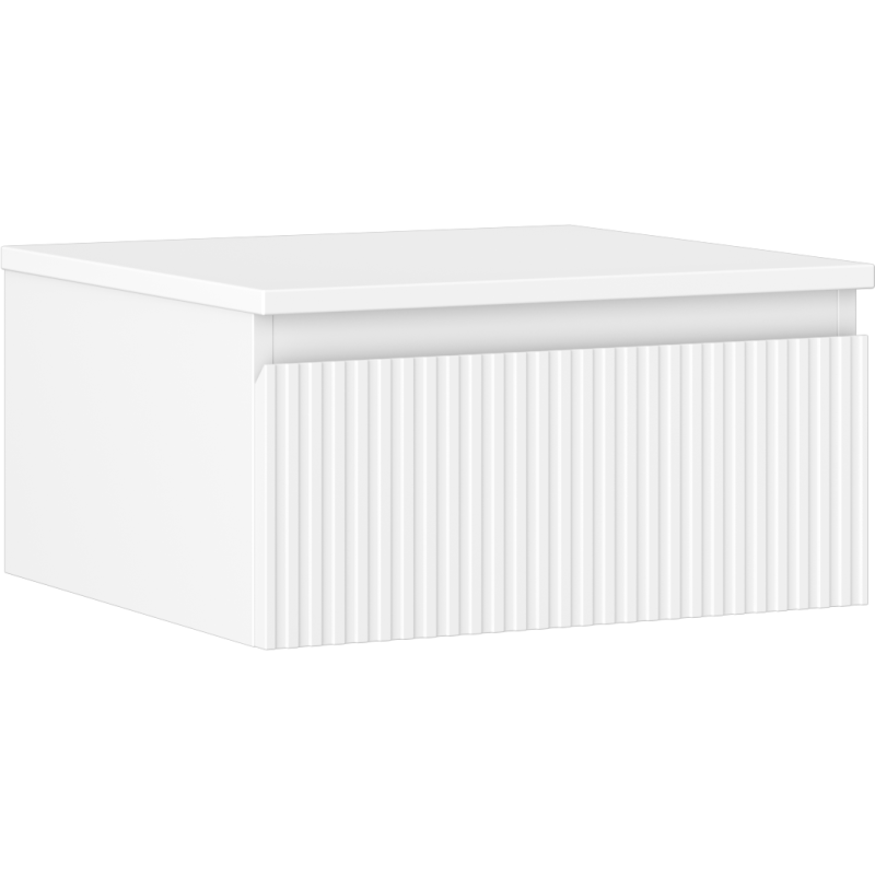 Mexen Rivel szafka łazienkowa podumywalkowa 50 cm z blatem, 1 szuflada, ryflowana , biała mat - 91A20-05023-1-BFC01
