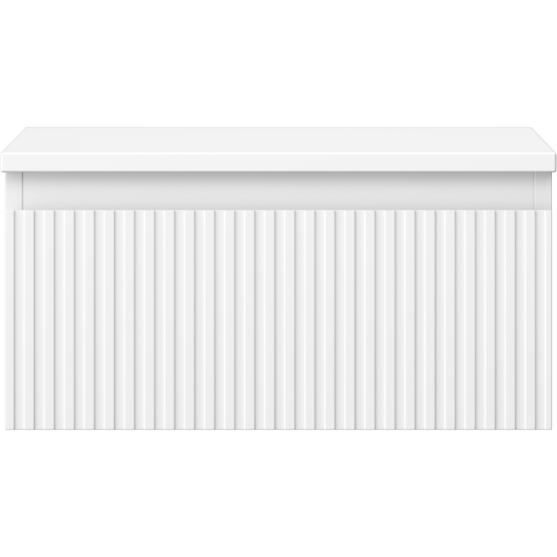 Mexen Rivel badkamerkast onder wastafel 50 cm met blad, 1 lade, geribbeld, mat wit - 91A20-05023-1-BFC01