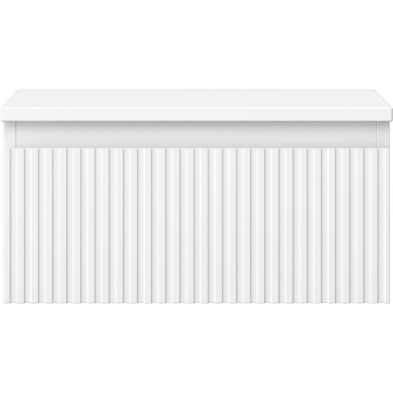 Mexen Rivel badkamerkast voor onder de wasbak 50 cm met blad, 1 lade, gegroefd, mat wit - 91A20-05023-1-BFC01