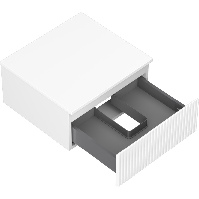 Mexen Rivel meuble de salle de bain sous-vasque 50 cm avec plateau, 1 tiroir, rainuré, blanc mat - 91A20-05023-1-BFC01