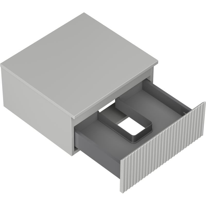 Mexen Rivel Badezimmerunterschrank 50 cm mit Arbeitsplatte, 1 Schublade, gerillt, grau matt - 91A20-05023-1-BFC62