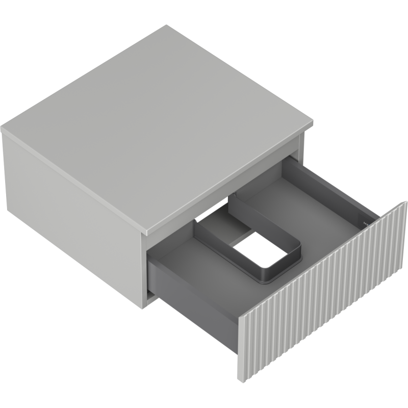 Mexen Rivel placard de salle de bain sous vasque 50 cm avec plateau, 1 tiroir, cannelé, gris mat - 91A20-05023-1-BFC62