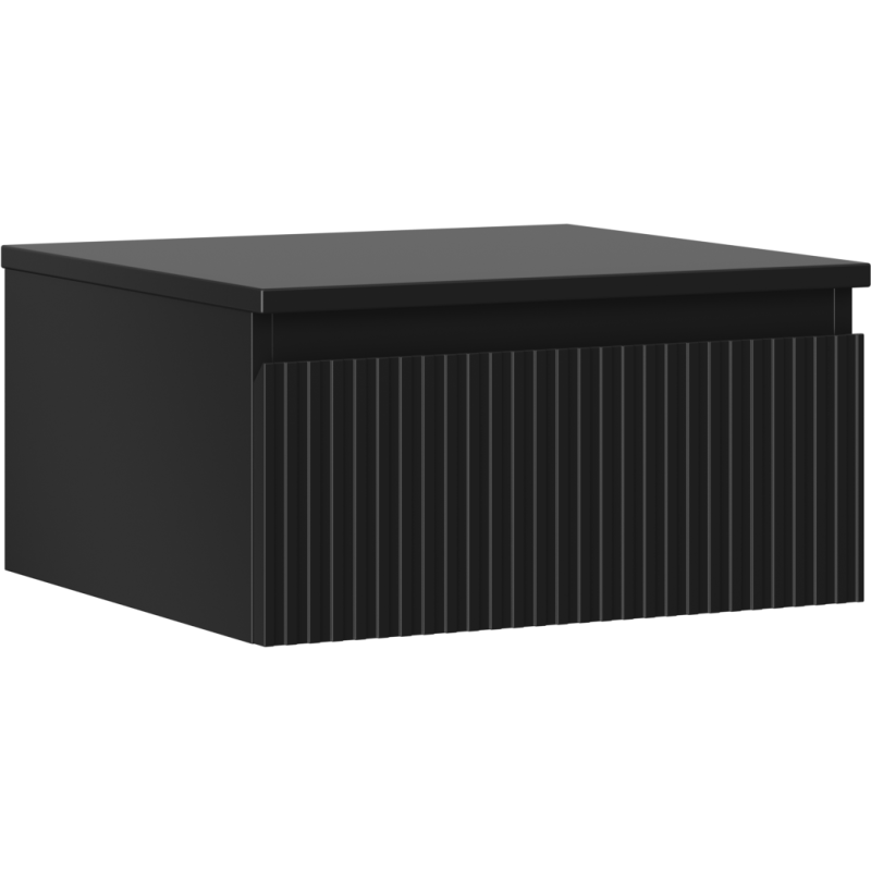 Mexen Rivel Badezimmer-Unterschrank 50 cm mit Arbeitsplatte, 1 Schublade, gerillt, schwarz matt - 91A20-05023-1-BFC71