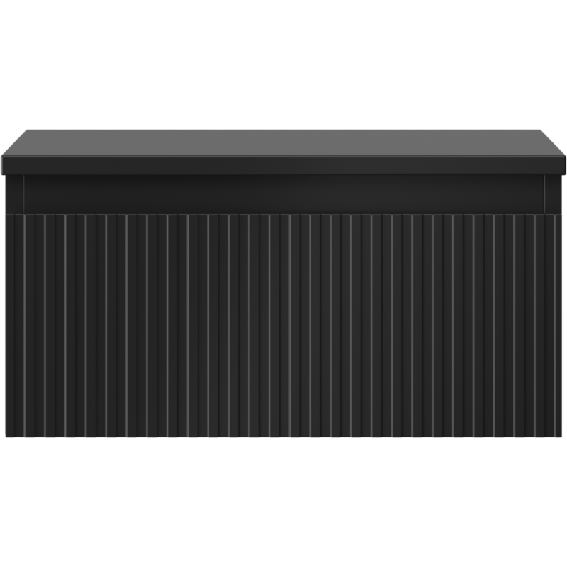 Mexen Rivel meuble de salle de bain sous-vasque 50 cm avec plateau, 1 tiroir, rainuré, noir mat - 91A20-05023-1-BFC71