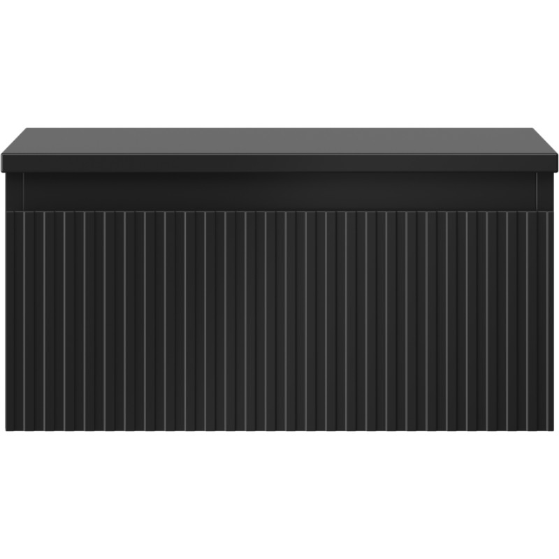 Mexen Rivel szafka łazienkowa podumywalkowa 50 cm z blatem, 1 szuflada, ryflowana , czarna mat - 91A20-05023-1-BFC71