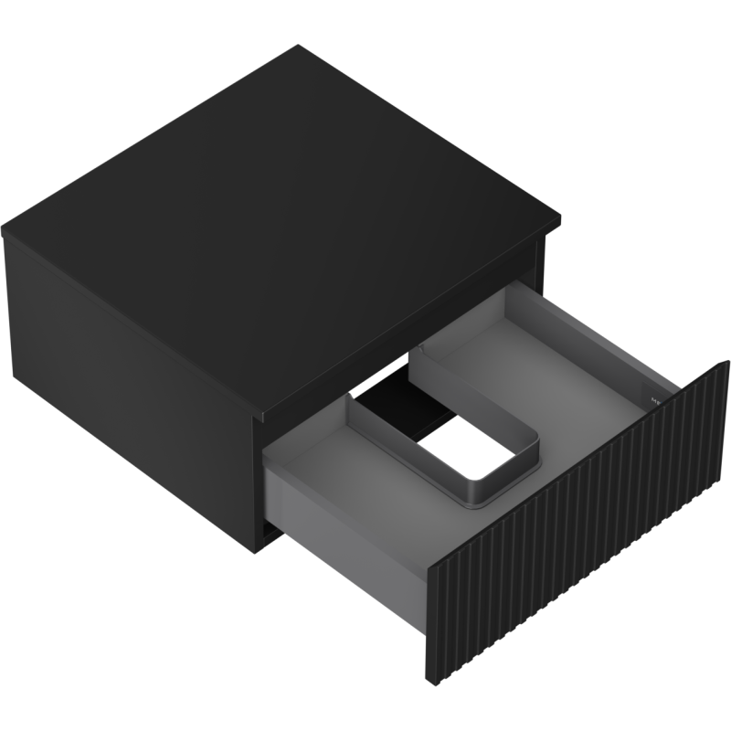 Mexen Rivel armadietto da bagno sottolavabo 50 cm con piano, 1 cassetto, scanalato, nero opaco - 91A20-05023-1-BFC71