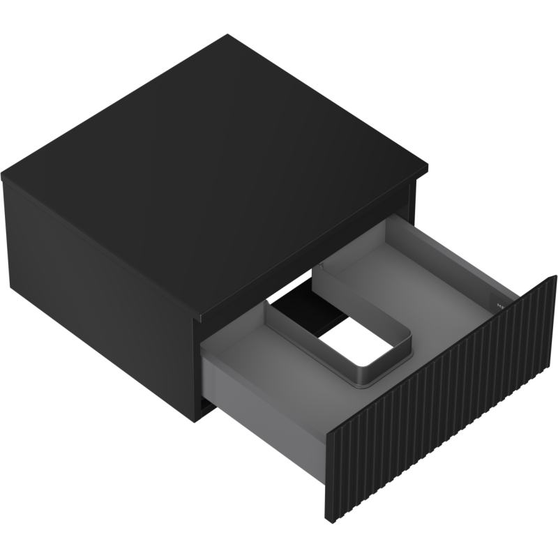 Mexen Rivel Badezimmerunterschrank 50 cm mit Platte, 1 Schublade, gerippt, schwarz matt - 91A20-05023-1-BFC71