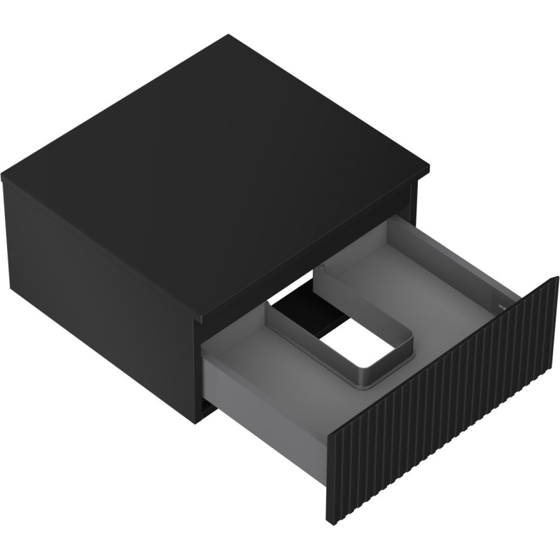 Mexen Rivel badrumsskåp under tvättställ, 50 cm med bänkskiva, 1 låda, räfflad, svart matt - 91A20-05023-1-BFC71