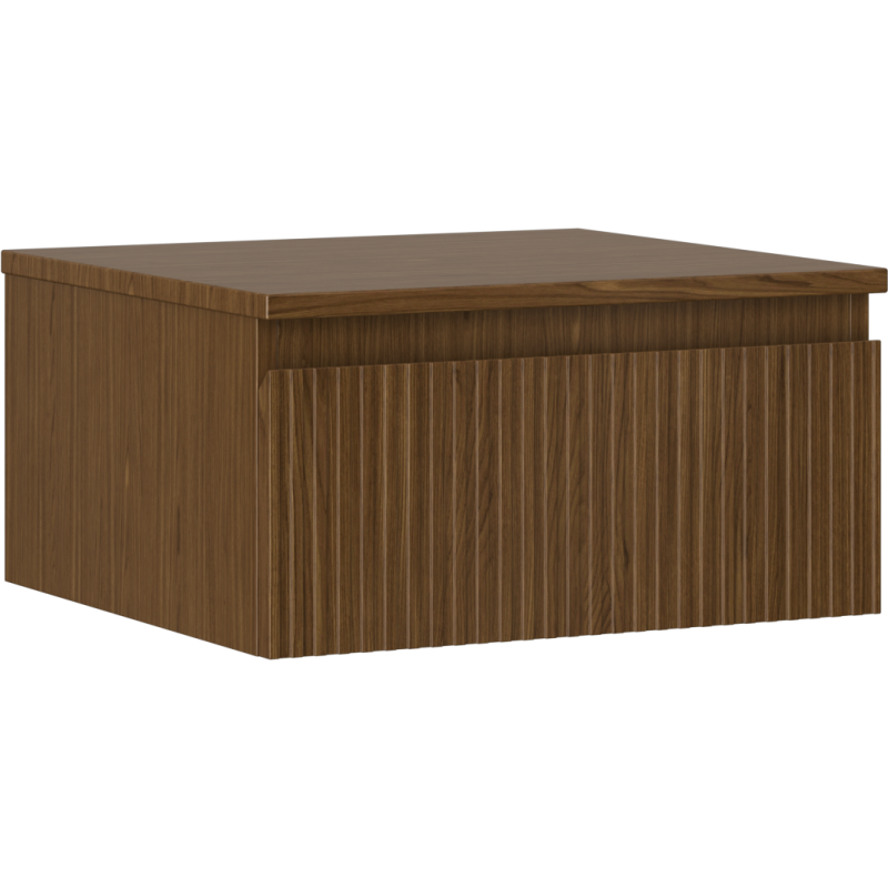 Mexen Rivel szafka łazienkowa podumywalkowa 50 cm z blatem, 1 szuflada, ryflowana , orzech - 91A20-05023-1-BFC86