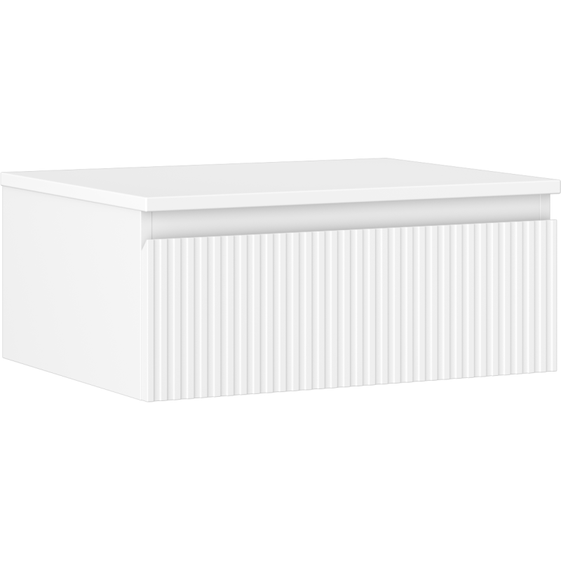 Mexen Rivel bathroom cabinet under basin 60 cm with countertop, 1 drawer, grooved, white matte - 91A20-06023-1-BFC01