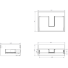 Mexen Rivel meuble de salle de bain sous-lavabo 60 cm avec plateau, 1 tiroir, rainuré, blanc mat - 91A20-06023-1-BFC01