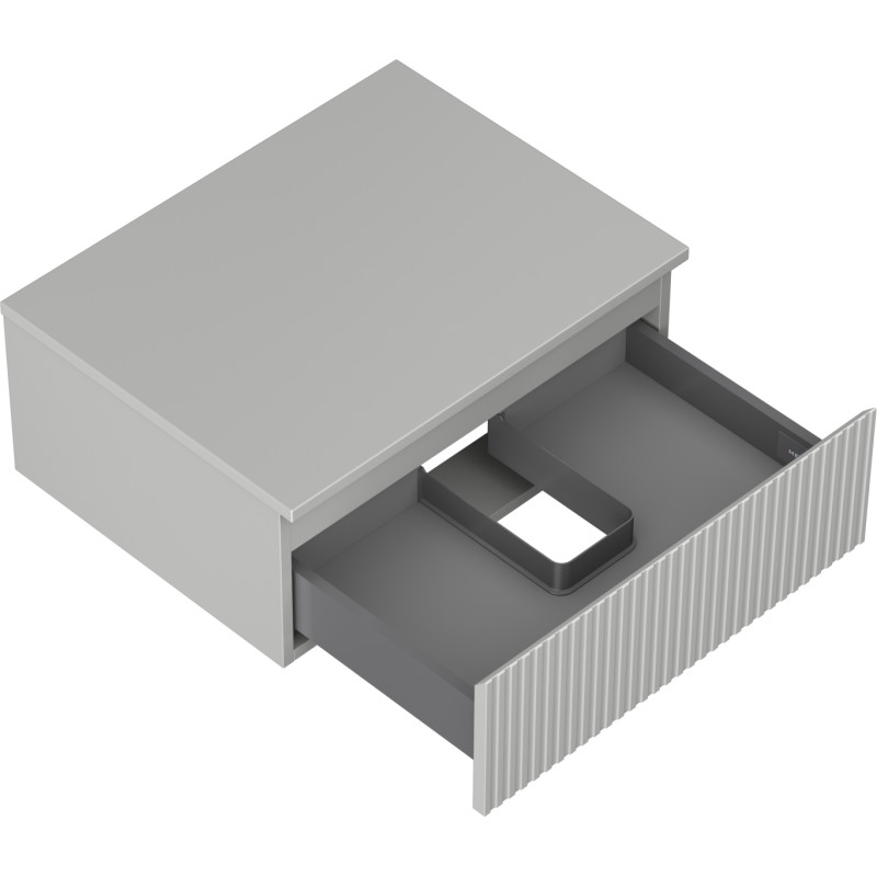 Mexen Rivel badkamerkast onder wastafel 60 cm met blad, 1 lade, gegroefd, grijs mat - 91A20-06023-1-BFC62