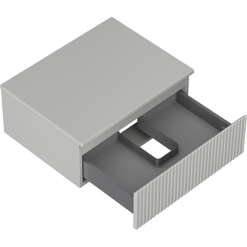 Mexen Rivel Buedzëmmer Ënnerbasengsschaf 60 cm mat Plack, 1 Schof, gerillt, gro matt - 91A20-06023-1-BFC62