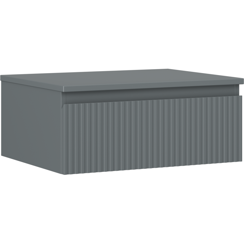 Mexen Rivel bathroom cabinet for the washbasin, 60 cm with countertop, 1 drawer, fluted, matte graphite - 91A20-06023-1-BFC66