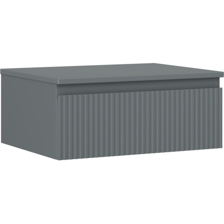 Mexen Rivel bathroom cabinet for the washbasin, 60 cm with countertop, 1 drawer, fluted, matte graphite - 91A20-06023-1-BFC66