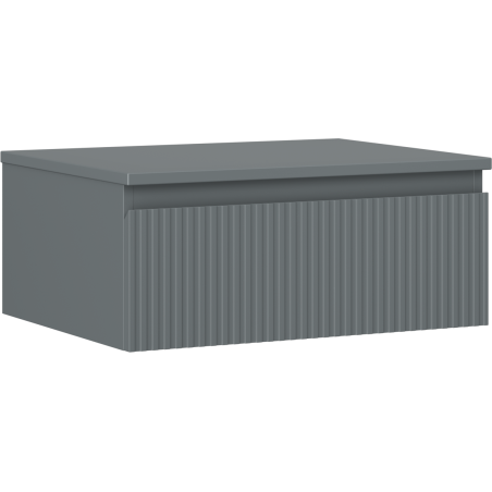 Mexen Rivel mueble de baño bajo lavabo de 60 cm con encimera, 1 cajón, ranurado, grafito mate - 91A20-06023-1-BFC66