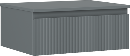 Mexen Rivel Badezimmerunterschrank 60 cm mit Arbeitsplatte, 1 Schublade, gerillt, Graphit matt - 91A20-06023-1-BFC66