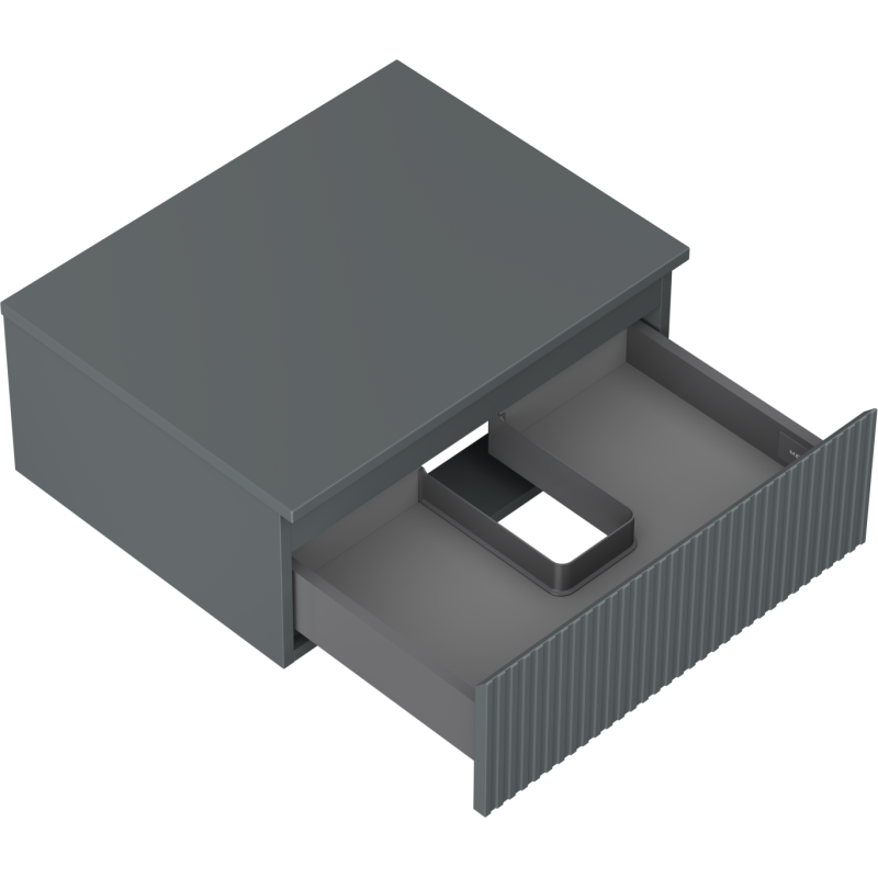 Mexen Rivel Badezimmerunterschrank 60 cm mit Arbeitsplatte, 1 Schublade, gerillt, Graphit matt - 91A20-06023-1-BFC66