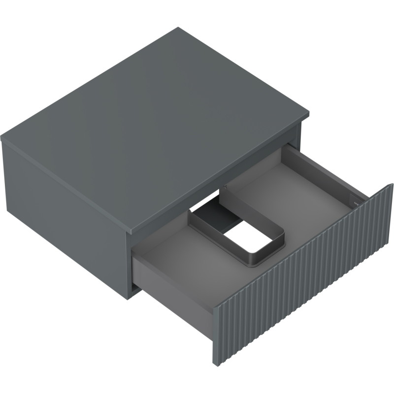 Mexen Rivel badkamer wastafelonderkast 60 cm met blad, 1 lade, gegroefd, grafiet mat - 91A20-06023-1-BFC66
