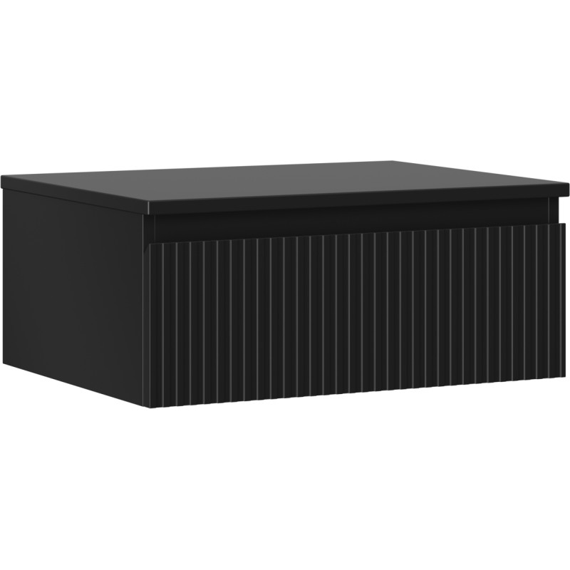 Mexen Rivel vannitoakapp koos tööpinnaga 60 cm, 1 sahtel, sooniline, must matt - 91A20-06023-1-BFC71
