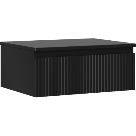 Mexen Rivel mueble de baño bajo lavabo de 60 cm con tapa, 1 cajón, acanalado, negro mate - 91A20-06023-1-BFC71