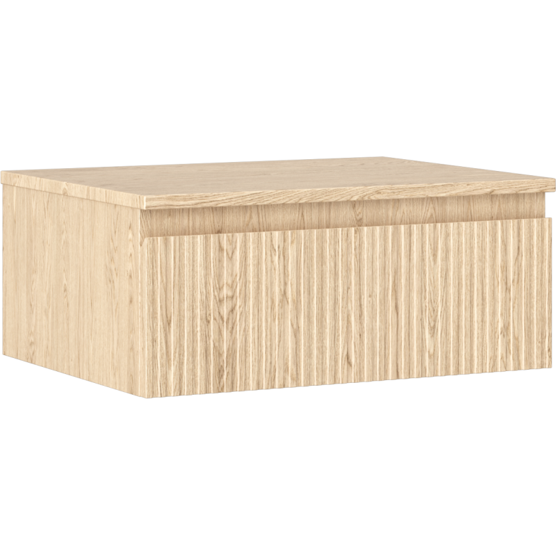 Mexen Rivel Badezimmerschrank für Waschbecken 60 cm mit Arbeitsplatte, 1 Schublade, geriffelt, Eiche - 91A20-06023-1-BFC81