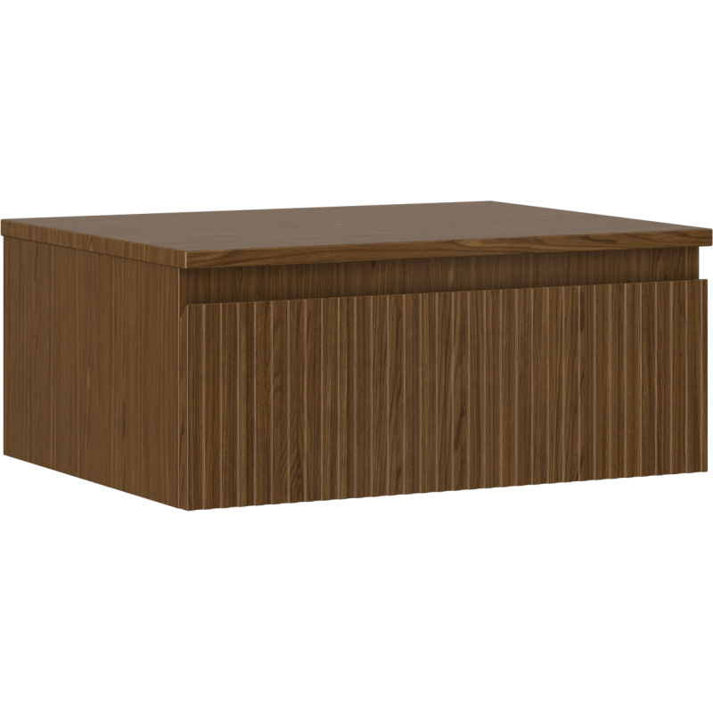 Mexen Rivel badkamermeubel onder wastafel 60 cm met blad, 1 lade, gegroefd, walnoot - 91A20-06023-1-BFC86