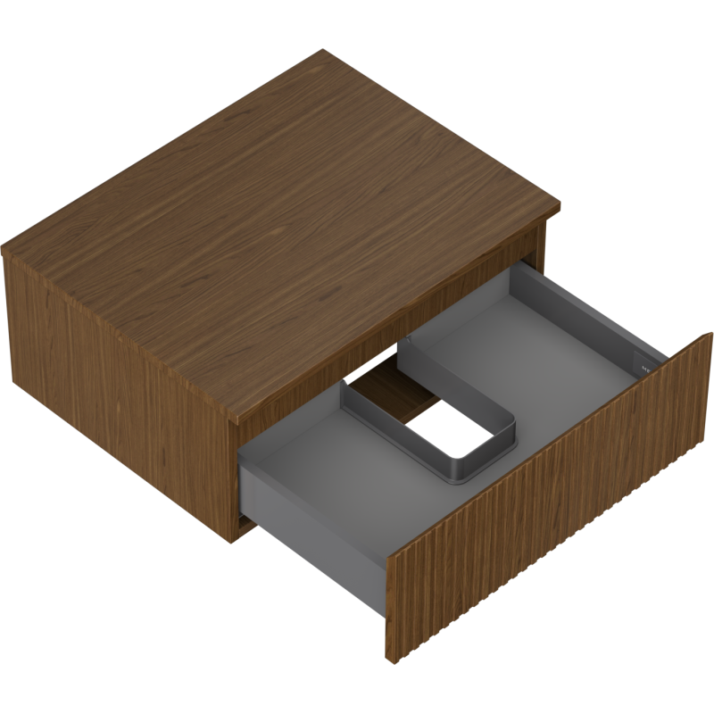 Mexen Rivel Badezimmerunterschrank 60 cm mit Arbeitsplatte, 1 Schublade, gerillt, Nussbaum - 91A20-06023-1-BFC86