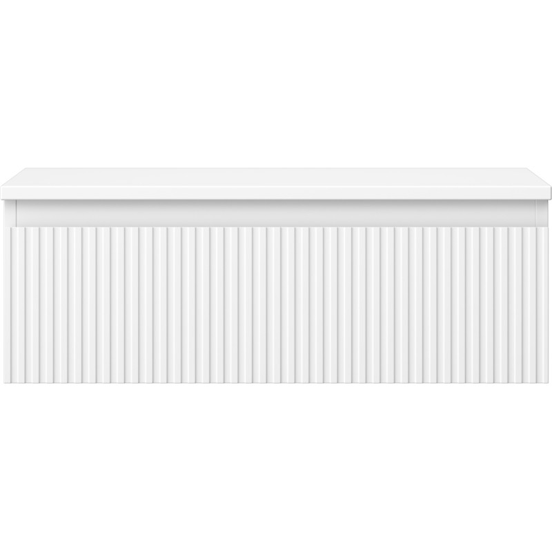 Mexen Rivel Badezimmerschrank unter dem Waschbecken 70 cm mit Arbeitsplatte, 1 Schublade, geriffelt, weiß matt