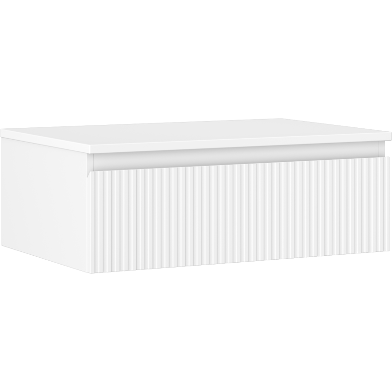 Mexen Rivel 70 cm Under-Sink Bathroom Cabinet with Countertop, 1 Drawer, Fluted, Matte White - 91A20-07023-1-BFC01