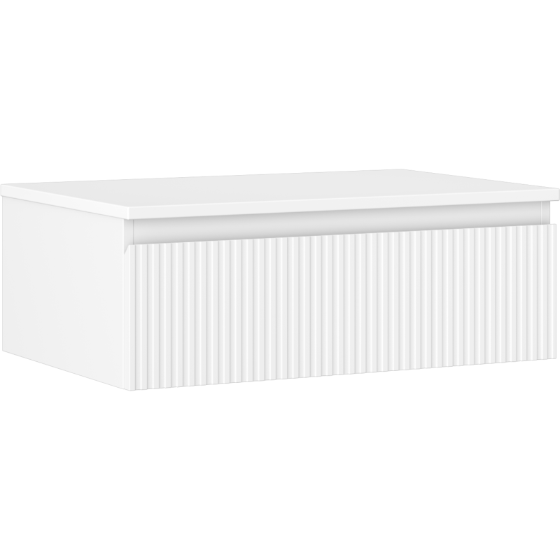 Mexen Rivel szafka łazienkowa podumywalkowa 70 cm z blatem, 1 szuflada, ryflowana , biała mat - 91A20-07023-1-BFC01
