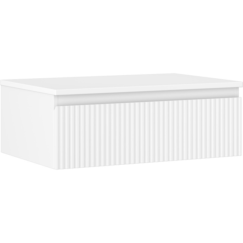 Mexen Rivel vannas istabas izlietnes skapis 70 cm ar virsmu, 1 atvilktne, rievots, balts mats - 91A20-07023-1-BFC01