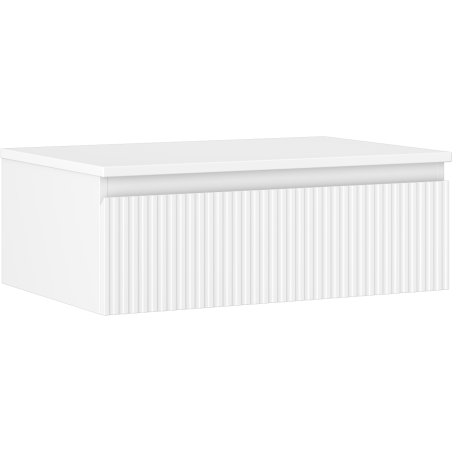 Mexen Rivel bathroom cabinet under-sink 70 cm with countertop, 1 drawer, fluted, white matte - 91A20-07023-1-BFC01