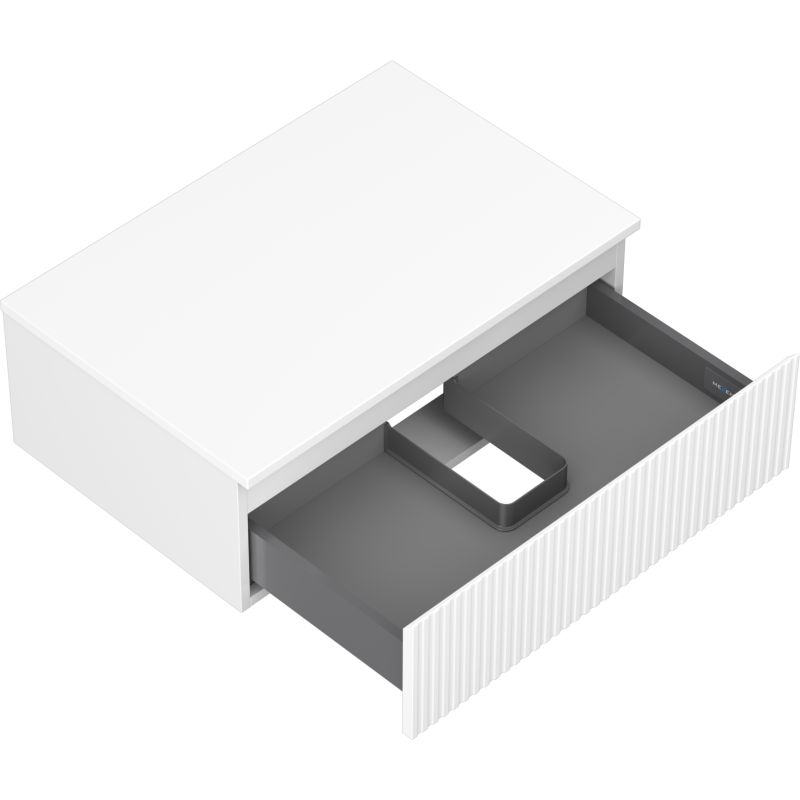 Mexen Rivel armário de casa de banho de lavatório 70 cm com tampo, 1 gaveta, canelada, branco mate - 91A20-07023-1-BFC01