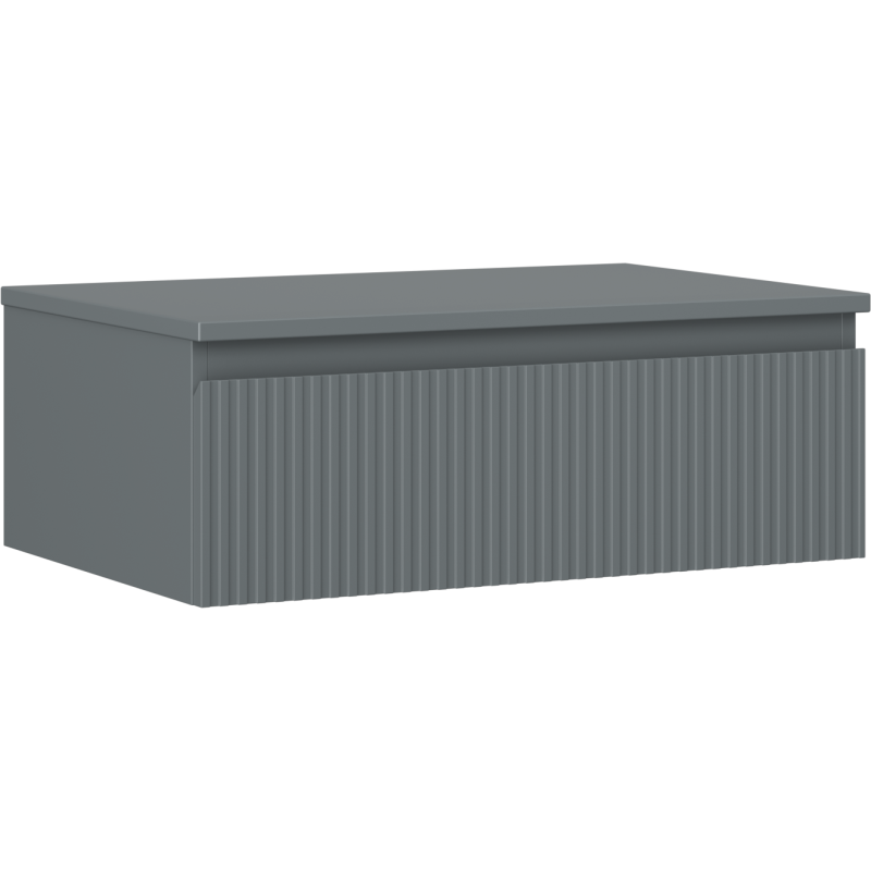 Mexen Rivel szafka łazienkowa podumywalkowa 70 cm z blatem, 1 szuflada, ryflowana , grafit  mat - 91A20-07023-1-BFC66