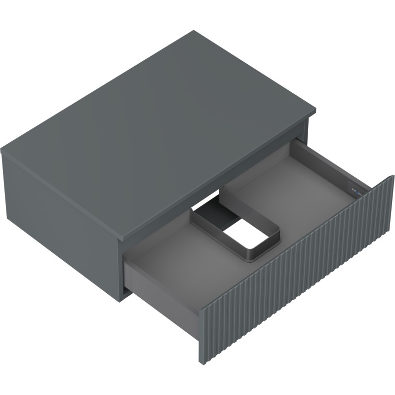 Mexen Rivel Badezimmerschrank 70 cm mit Waschtischplatte, 1 Schublade, geriffelt, Graphit matt - 91A20-07023-1-BFC66
