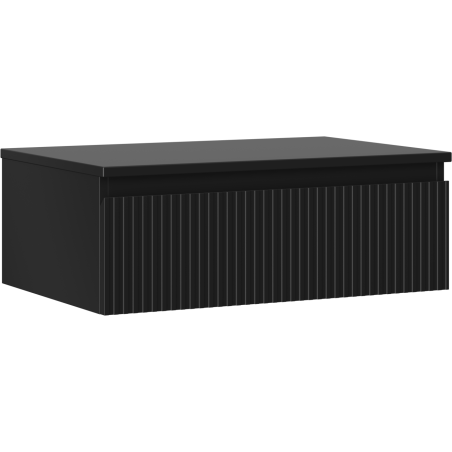 Mexen Rivel 70 cm Badezimmerschrank mit Waschbeckenplatte, 1 Schublade, gerillt, schwarz matt - 91A20-07023-1-BFC71