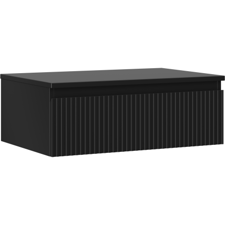 Mexen Rivel meuble de salle de bain sous-lavabo 70 cm avec plateau, 1 tiroir, rainuré, noir mat - 91A20-07023-1-BFC71